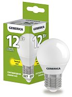 Лампа светодиодная G45 шар 12Вт 230В 3000К E27 GENERICA | код LL-G45-12-230-30-E27-G | IEK